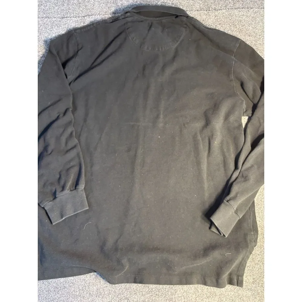 Polo by Ralph Lauren Polo Shirt Men XL Black Knit High Low Slit Long Sleeve Pony